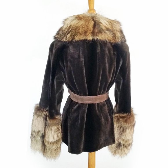 LUXURIOUS SHEARED MINK FUR COAT/JACKET BY GIULIANA TESO WITH RACCOON TRIM - Picture 2 of 11